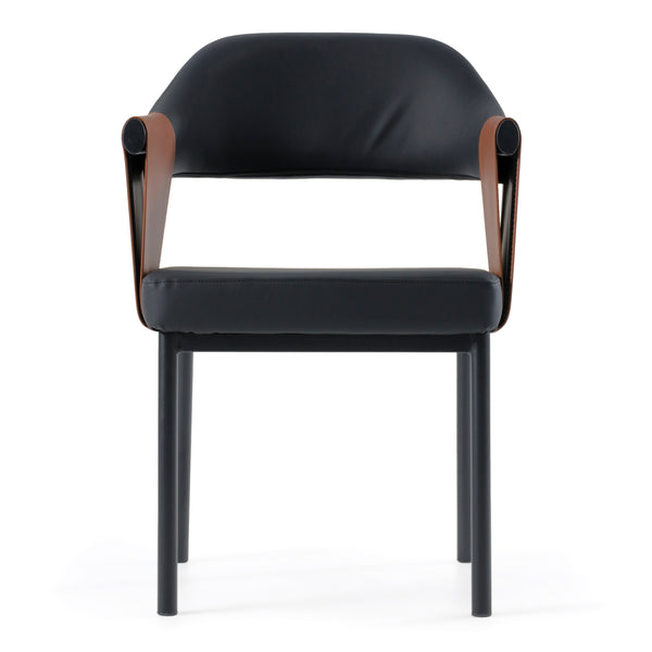 Vig Furniture Modrest Jensen - Chic Black & Camel Vegan Leather Dining Chair For Elegant Modern Spaces Black  Vgga-6261ch-1-blk