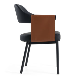 Vig Furniture Modrest Jensen - Chic Black & Camel Vegan Leather Dining Chair For Elegant Modern Spaces Black  Vgga-6261ch-1-blk