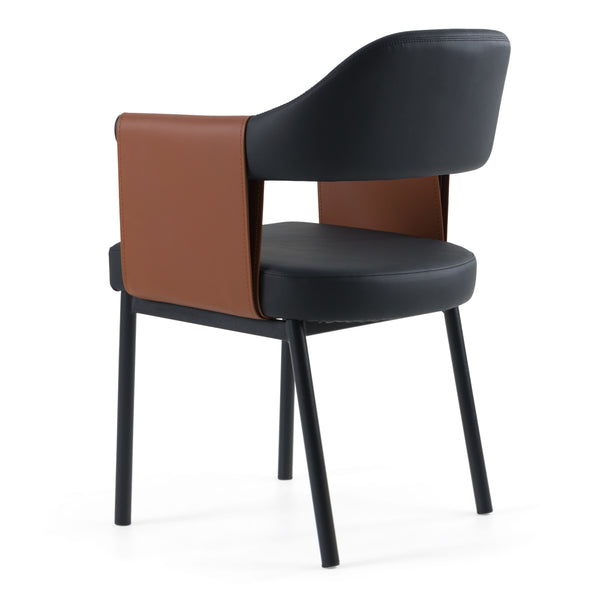 Vig Furniture Modrest Jensen - Chic Black & Camel Vegan Leather Dining Chair For Elegant Modern Spaces Black  Vgga-6261ch-1-blk