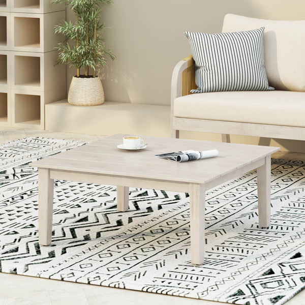 English Elm Loft Outdoor Acacia and Rattan Coffee Table with Open Slat Design for Patio Spaces 67258.00GRY