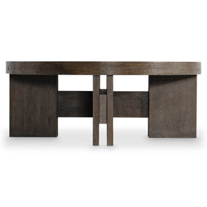 Bernhardt Bernhardt Outline Round Cocktail Table With Wire‑Brushed Oak Cassel Finish, Sculptural Arts & Crafts Elegance 360010