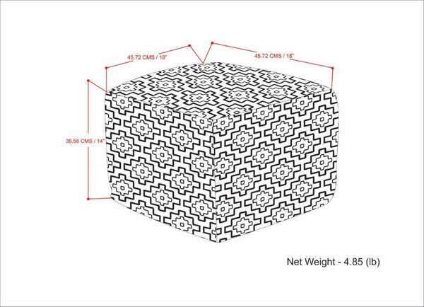 English Elm Briella Square Woven Outdoor-Indoor Pouf Grey/White – Handcrafted 100% Recycled PET, UV & Water Resistant Seat B136P159020