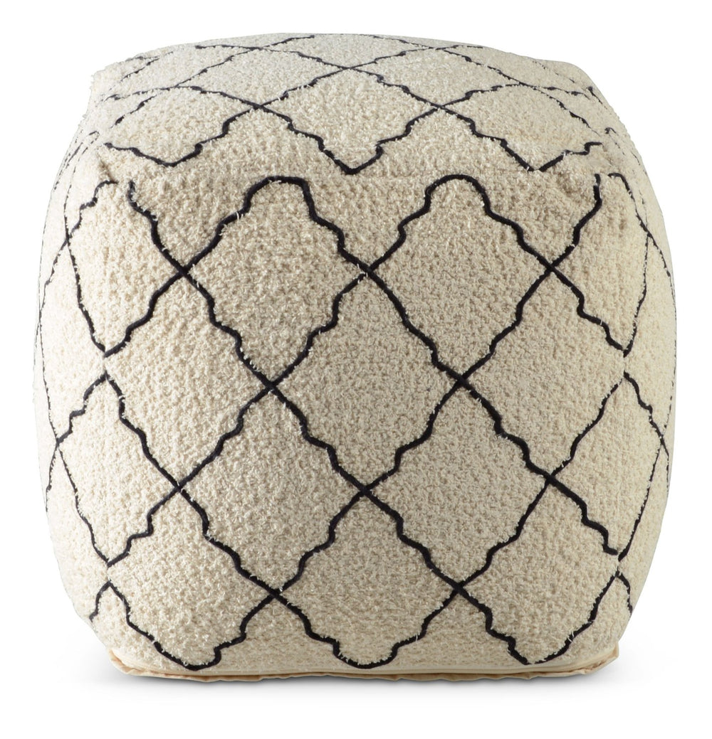 English Elm Steve Silver - Lattice Handwoven Square Pouf Beige - 100% Cotton Cover & Shell, Thermocol Fill, 20.75x20.5x20.25 inches B081P157027