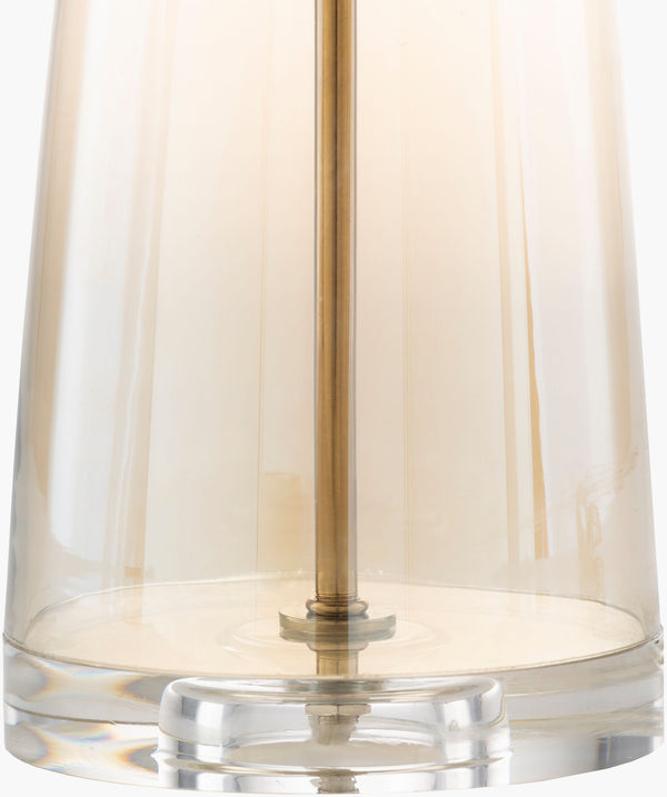Surya Jersey Modern 26"H Accent Table Lamp With Crystal Base & Glass Body For Chic Home Decor Body, Champagne,Base, Clear,Shade (Outside), Beige,Shade (Inside), White,Finial, Metallic ,Brass,Harp, Metallic ,Brass,Cord, Translucent Glass,Crystal,Polyester,Iron Jes-001