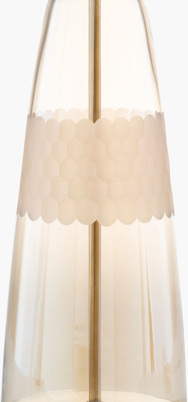 Surya Jersey Modern 26"H Accent Table Lamp With Crystal Base & Glass Body For Chic Home Decor Body, Champagne,Base, Clear,Shade (Outside), Beige,Shade (Inside), White,Finial, Metallic ,Brass,Harp, Metallic ,Brass,Cord, Translucent Glass,Crystal,Polyester,Iron Jes-001