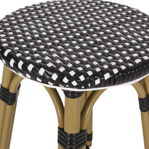 English Elm Outdoor Tropical Pe Rattan Backless Barstools Aluminum Frame Poolside Set of 2 72607.00BLK