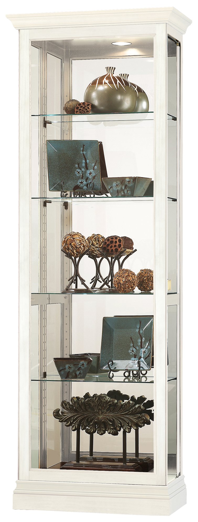 Hekman Furniture 680674 Brantley Iv Curio Cabinet - Elegant Display With Adjustable Glass Shelves & Mirrored Back Aged Linen Brantley Iv Curio Cabinet 680674