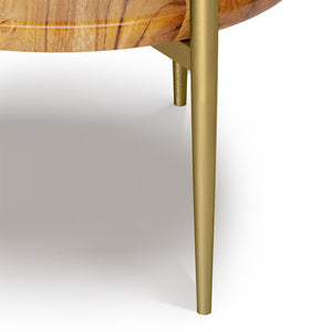 English Elm Wagner Round Marble & Wood Side Table - Mid-Century Modern Elegance For Living Room Or Office B136P159967-GIGA