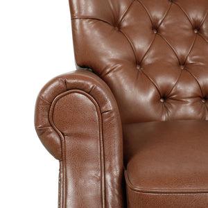 English Elm Christopher Knight Home® - Button Button Tufted Heavy Duty Manual Push-Back Recliner Chair with Nailhead Accents and Comfort Backrest Light Brown 71976.00PUCOGN