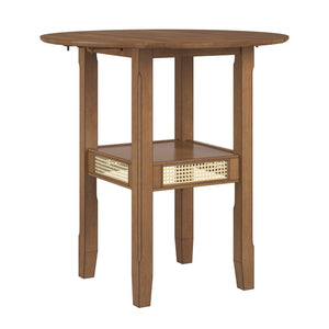 Homelegance By Top-Line Delroy Cane Accent Counter Height Table Oak Rubberwood