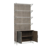 Industrial 4 Shelf Bookcase with 2 Door Cabinet Brown with River Rock Brown finish P301627 Pulaski Furniture