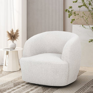 English Elm Christopher Knight Home® - Swivel Upholstered Accent Chair with Plush Fabric Comfort and 360° Rotation for Living Rooms White 74240.00WHI