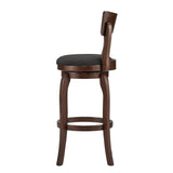 Homelegance By Top-Line Beckham 29-Inch High Back Swivel Bar Stool Dark Grey Rubberwood