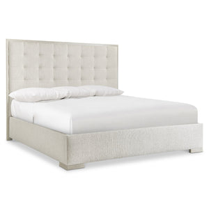 Bernhardt Bernhardt Cornelia Queen Panel Bed Upholstered Headboard, Nebbia Wood Frame, Tufted Modern-Traditional Elegance K1952