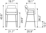 Marcel Barstool - Set of 2 Cream 109667 Zuo Modern