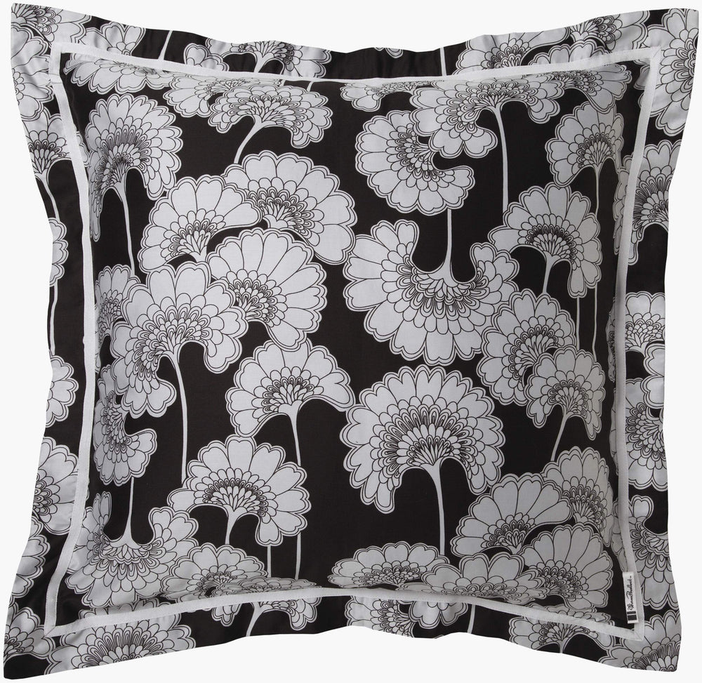 Surya Japanese Floral Duvet Set Jfb-2002 - Luxurious 88"W X 92"L Cotton Design For Modern Home Decor Black Cotton,Cotton Jfb2002-fqset