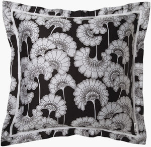 Surya Japanese Floral Jfb-2002 Decorative 26"W X 26"L Sham - Refresh Your Decor With Style And Elegance Black Cotton,Cotton Jfb2002-es