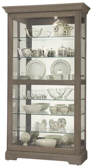Hekman Furniture 680640 Tyler V Curio Cabinet - Elegant Lighted Display With Adjustable Shelves & Locking Door Design Aged Grey Tyler V Curio Cabinet 680640