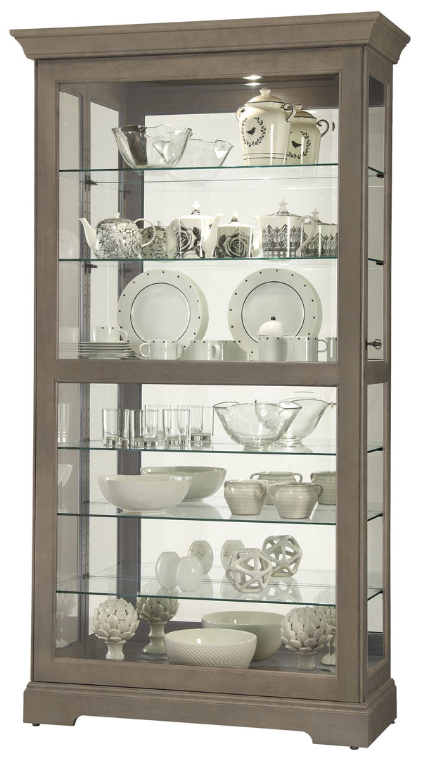 Hekman Furniture 680640 Tyler V Curio Cabinet - Elegant Lighted Display With Adjustable Shelves & Locking Door Design Aged Grey Tyler V Curio Cabinet 680640