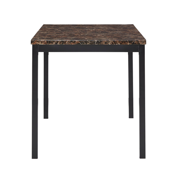 Homelegance By Top-Line Aristos Faux Marble Top 5-Piece Dining Set Black Metal