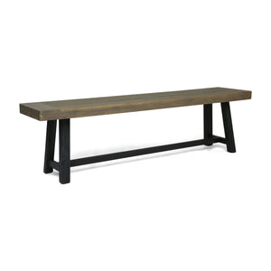 English Elm Acacia Slatted Outdoor Dining Bench Set of Two Solid Hardwood Patio Seating 63086.00GRY