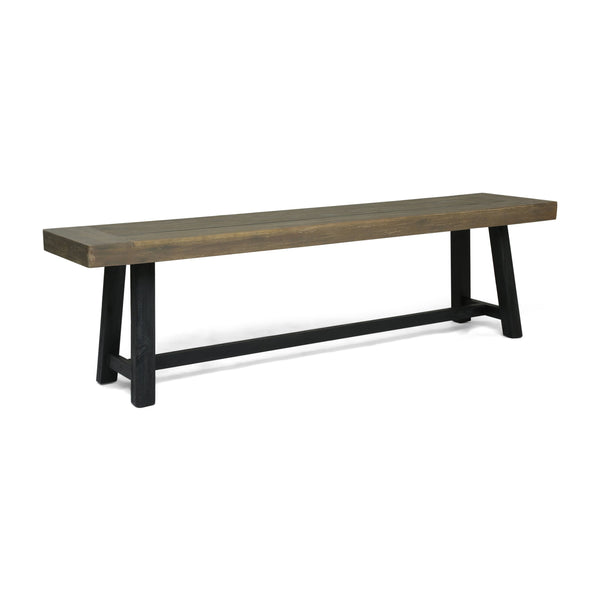 English Elm Acacia Slatted Outdoor Dining Bench Set of Two Solid Hardwood Patio Seating 63086.00GRY