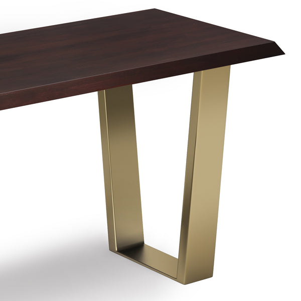 English Elm Lewis Handcrafted Cognac Acacia Bench with Gold U-Shaped Metal Legs, 42" Contemporary Accent Seat B136P158827