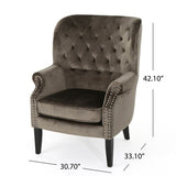 Christopher Knight Home® - Noble House - Tomlin Modern Glam Velvet Club Chair with Nailhead Trim