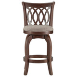 Homelegance By Top-Line Harvey Cherry Finish Scroll Back Swivel 24" Counter Height Stool Grey Rubberwood