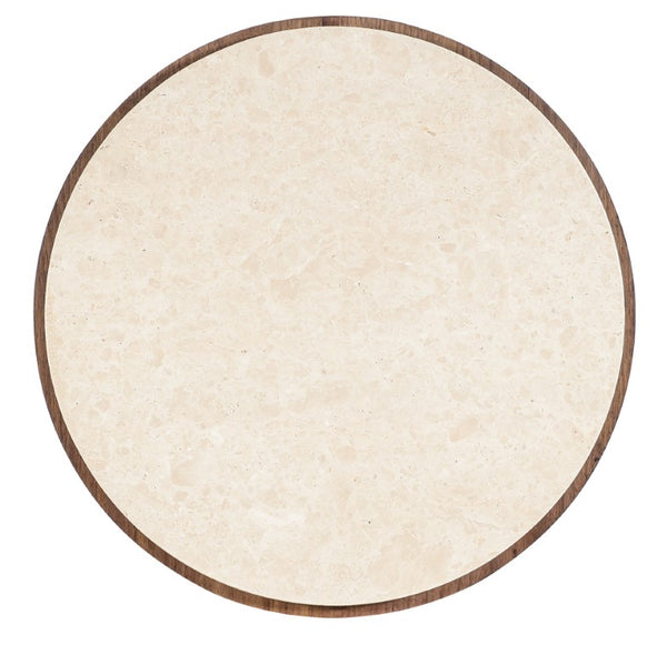 Hooker Furniture Eleana Honed Marble Round End Table With Light Caramel Walnut Base — Sophisticated Accent Piece 22.00 L x 22.00W x 24.00H 7252-80116-85