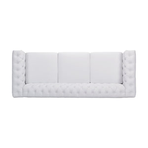 English Elm Christopher Knight Home® - SOFA Chesterfield-inspired 3-seater with deep button tufting, nailhead trim, low back and plush PU upholstery White 68326.00