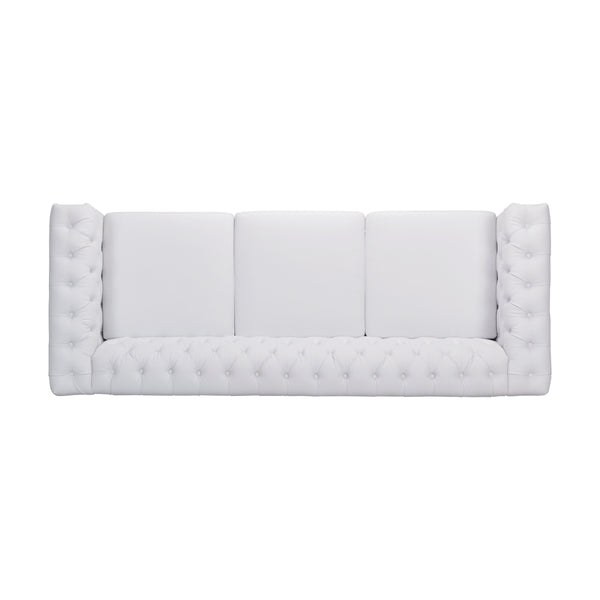 English Elm Christopher Knight Home® - SOFA Chesterfield-inspired 3-seater with deep button tufting, nailhead trim, low back and plush PU upholstery White 68326.00