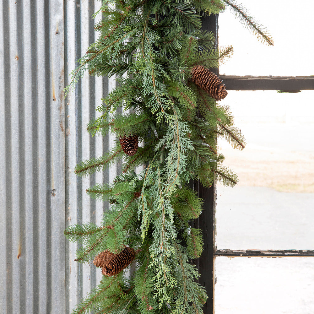 Mixed Evergreen Garland with LED Lights XPW90673 Park Hill