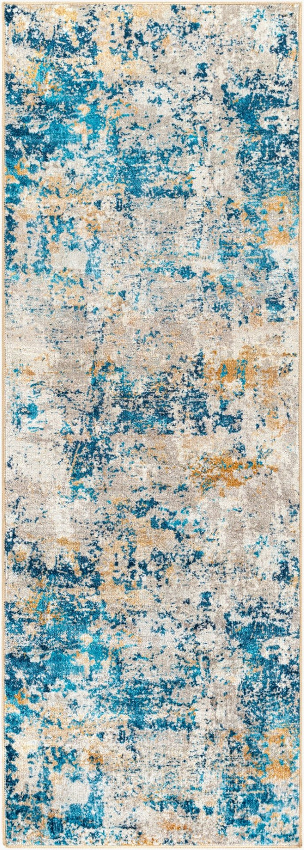 Livabliss Jefferson Geometric Runner Rug Machine Woven Polyester for Hallway or Bedside Modern Blue, Navy 2'7" x 7'3" JFS2302-2773