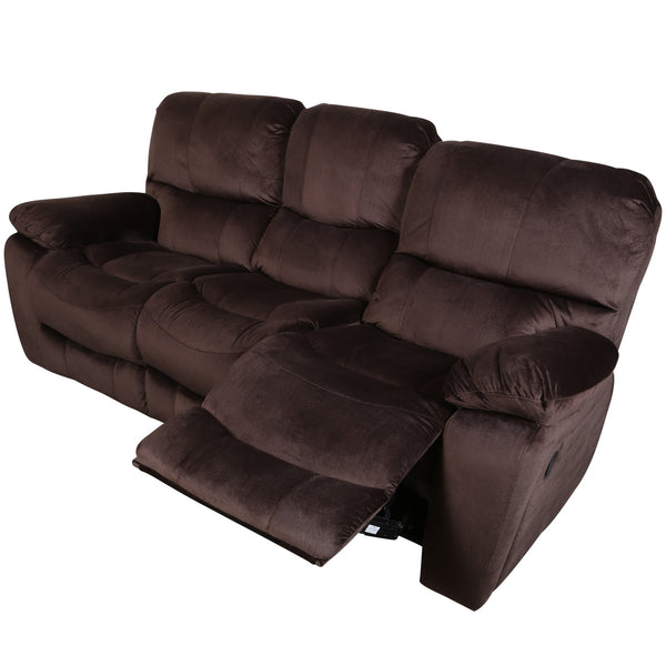 Porter Designs Porter Ramsey Triple Power Reclining Sofa - Luxurious Brown Microfiber With Custom Comfort Features Brown Fabric 03-112c-01-6012a
