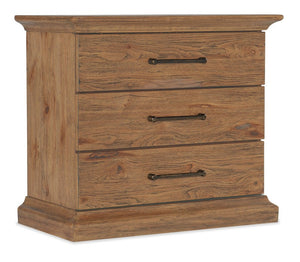 Hooker Furniture Big Sky Vintage Natural Three Drawer Nightstand With Cedar-Lined Drawer, Felt Liner & Power Management 18.25 L x 34.00W x 31.00H 6700-90016-80