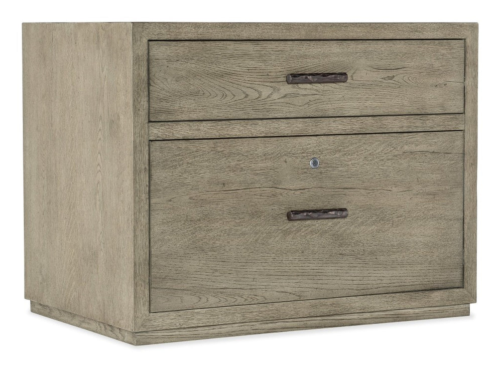Hooker Furniture Linville Weathered Smoked-Gray Lateral File With Locking Drawer, Oak Grain, Antique Pewter Pulls 6150-10466-85