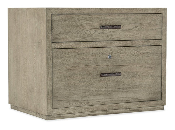 Hooker Furniture Linville Weathered Smoked-Gray Lateral File With Locking Drawer, Oak Grain, Antique Pewter Pulls 6150-10466-85
