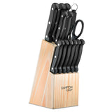 Hampton Forge Brighton 14-Piece Knife Set with Wood Block & Triple-Rivet Handle