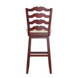 Homelegance By Top-Line Juliette French Ladder Back Swivel Bar Stool Red Rubberwood