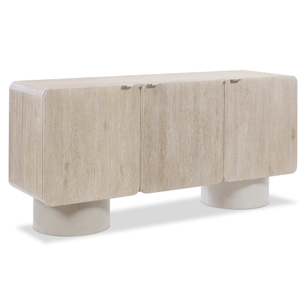 Bernhardt Bernhardt Antibes Buffet With Rustic Oak & Concrete Pedestal Bases — Sculptural Storage, Adjustable Shelves 350134