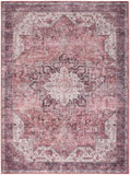 Nourison Washables NWB15 Machine Made Power-loomed Narrow Border Indoor Only Vintage  Rug Red, Red Front Base, 85% Polyester,9% Cotton,6% Other Fibers 99446994462