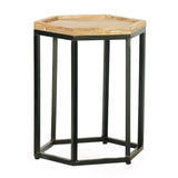 Christopher Knight Home® - Noble House - Morella Modern Industrial Handcrafted Mango Wood Nested Side Tables (Set of 3), Natural and Black