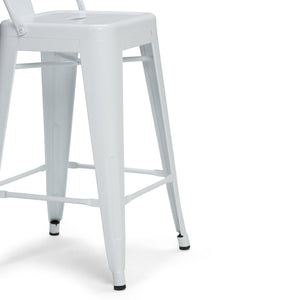English Elm Rayne - Set Of 2 Stylish White Metal Counter Height Stools For Modern Kitchens & Bars B136P159485-GIGA