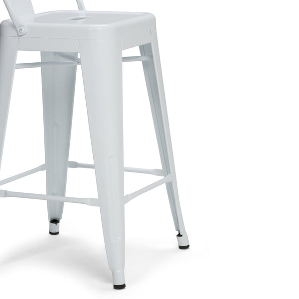 English Elm Rayne - Set Of 2 Stylish White Metal Counter Height Stools For Modern Kitchens & Bars B136P159485-GIGA