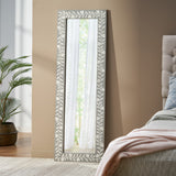 Christopher Knight Home® - Noble House - Wyola Boho Handcrafted Painted Full Length Standing Mirror, Gray and White