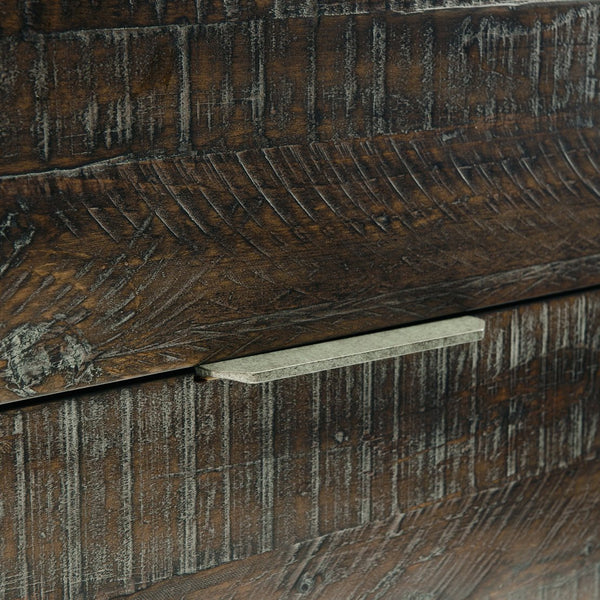 Bernhardt Bernhardt Logan Square Haines Nightstand — Distressed Pine, Sable Brown Finish, 3 Drawers, Tubular Steel Legs, Industrial-Transitional Style 303226B