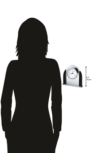 Hekman Furniture 645822 Elegant Glass Table Clock With Modern Design, Quartz Movement & Sturdy Black Wood Base  Aden Tabletop Clock 645822