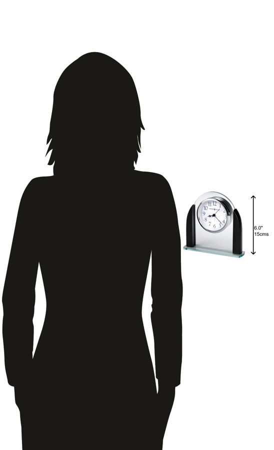 Hekman Furniture 645822 Elegant Glass Table Clock With Modern Design, Quartz Movement & Sturdy Black Wood Base  Aden Tabletop Clock 645822