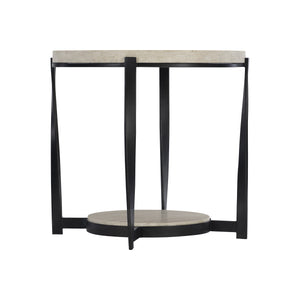Bernhardt Bernhardt Round Berkshire Side Table With Laminated Stone Tops, Twisted Pewter Steel Legs, 27" 405125